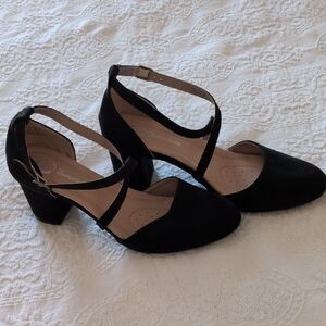 Journee Collection Black Heels with Ankle Strap